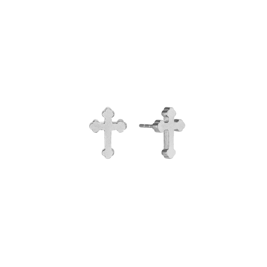 Ornate Cross Stud Earrings