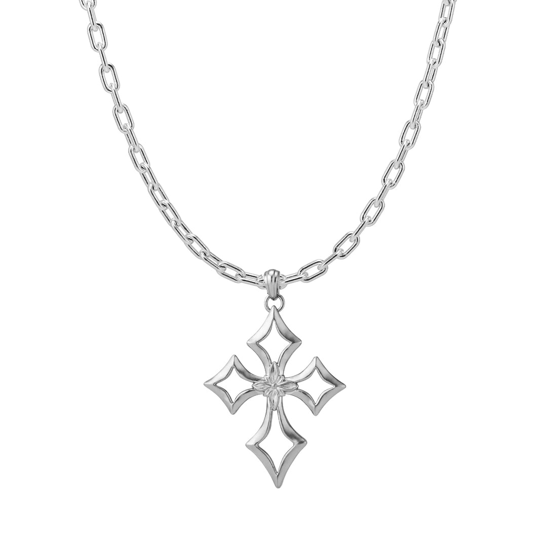 Mini Linear Link Chain and Large Cross Pendant Set